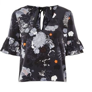 Too shop floral ruffle blouse